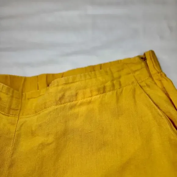 J Jill Love Linen Wide Leg Capri Pant Mustard Sun Yellow Women’s Medium Boho - Picture 9 of 16